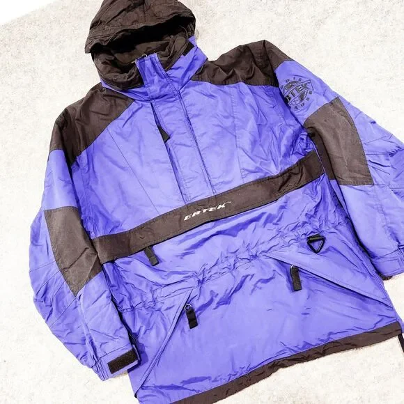 VTG 90s Eddie Bauer Ebtek Mens M Medium Nylon Anorak Pullover Snow Winter Jacket